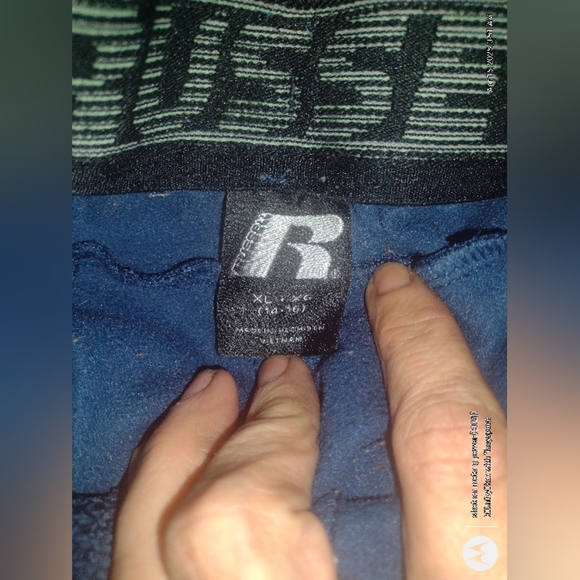 Russell Athletic Navy Blue and Lime Green Unisex/Men's Track Pants Sz XL (14-16) - Picture 5 of 7